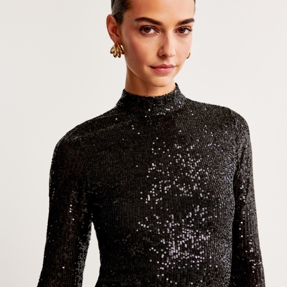 Abercrombie & Fitch Long Sleeve Sequin Mockneck Mini - Picture 4 of 16